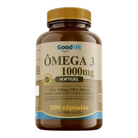 ÔMEGA 3 1000MG GOODVIT SUPLEMENTO ALIMENTAR 540MG EPA + 360MG DHA C/300 CÁPSULAS SOFTGEL