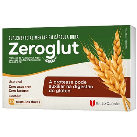 ZEROGLUT SUPLEMENTO ALIMENTAR PROTEASE DIGESTÃO DO GLÚTEN C/20 CÁPSULAS DURAS