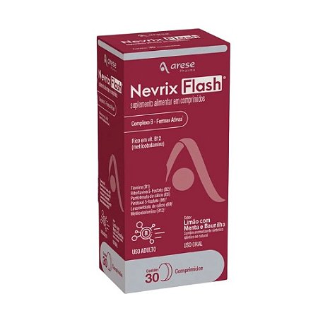 NEVRIX FLASH SUPLEMENTO ALIMENTAR C/30 COMPRIMIDOS SB. LIMÃO C/MENTA E BAUNILHA