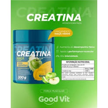 CREATINA 5000 GOODVIT SUPLEMENTO ALIMENTAR 300G. SB.MAÇA VERDE