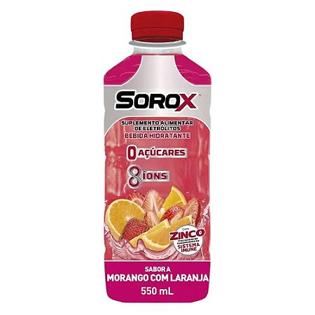 SOROX BEBIDA HIDRATANTE FR.C/550ML SB.MORANGO COM LARANJA