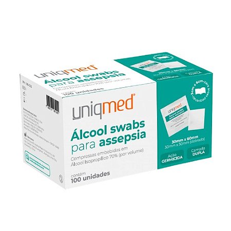 UNIQMED ÁLCOOL SWAB 70% PARA ASEPSIA C/100 UNIDADES