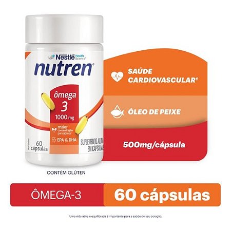 NUTREN NESTLE ÔMEGA 3 1000MG EPA DHA SUPLEMENTO ALIMENTAR C/60 CÁPSULAS