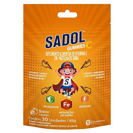 SADOL GUMMIES C SUPLEMENTO ALIMENTAR INFANTIL C/30 UNIDADES SB. LARANJA