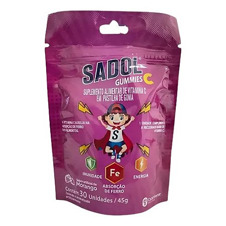 SADOL GUMMIES C SUPLEMENTO ALIMENTAR INFANTIL C/30 UNIDADES SB. MORANGO