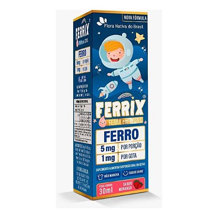 FERRIX SUPLEMENTO ALIMENTAR EM FERRO FLORA NATIVA 30ML SB.MORANGO
