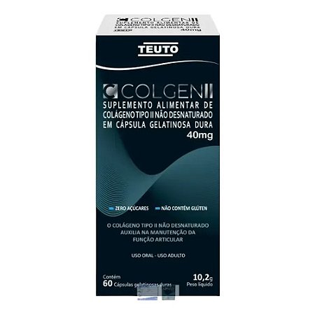 COLGEN II SUPLEMENTO ALIMENTAR COLÁGENO TIPO II NÃO DESNATURADO 40MG C/60 CÁPS.GEL DURAS