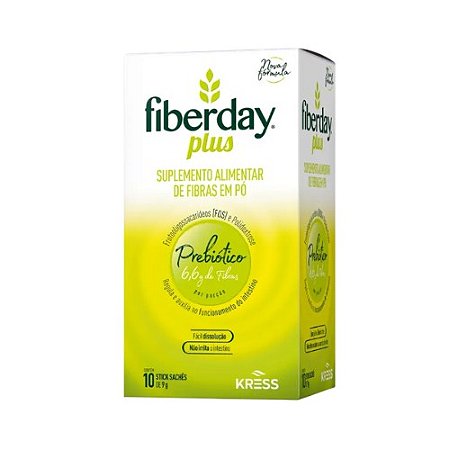 FIBERDAY PLUS SUPLEMENTO ALIMENTAR DE FIBRAS EM PÓ PREBIÓTICO C/10 STICK SACHÊS 9G