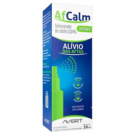 AFCALM HIALURONATO DE SÓDIO 0,04% SPRAY ALÍVIO AFTAS 30ML