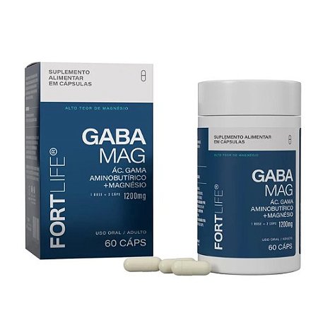 GABA MAG 1200MG SUPLEMENTO ALIMENTAR FORTLIFE C/60 CÁPSULAS