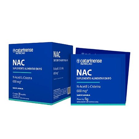 NAC 600MG CATARINENSE NUTRIÇÃO SUPLEMENTO ALIMENTAR N-ACETIL L-CISTEÍNA C/16 SACHÊS SB.LARANJA