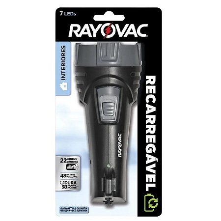 LANTERNA RAYOVAC RECARREGÁVEL 7 LEDS 22 LUMENS INTERIORES