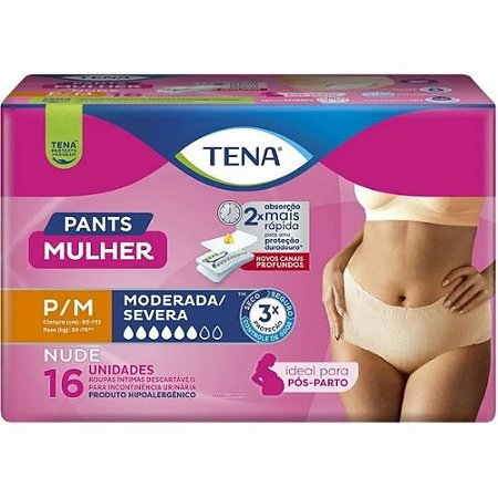 TENA PANTS MULHER ROUPA ÍNTIMA DESCARTÁVEIS TAMANHO P/M 16 UNIDADES MODERADA/SEVERA