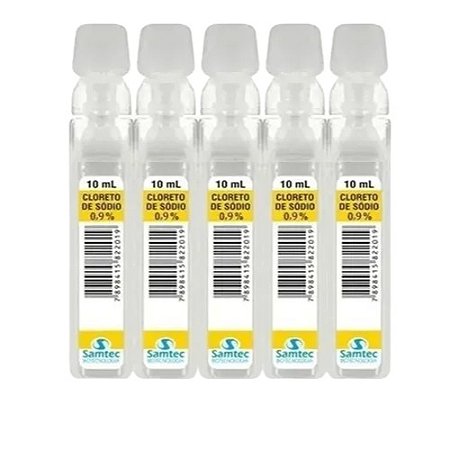 CLORETO DE SÓDIO 0,9% (9MG/ML) SOLUÇÃO INJETÁVEL USO IV PACK 5 FLACONETES 10ML CADA