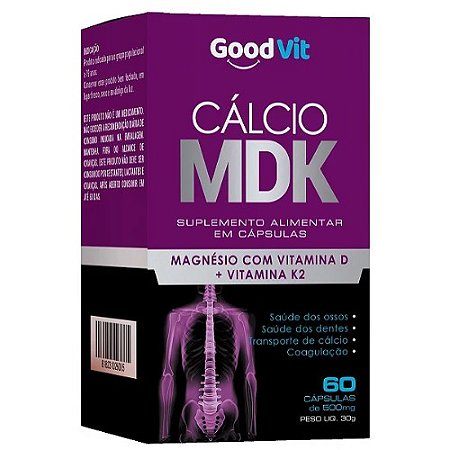 GOODVIT CÁLCIO MDK SUPLEMENTO ALIMENTAR C/60 CÁPSULAS