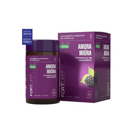 AMORA MIÚRA + VITAMINA B6 + MAGNÉSIO SUPLEMENTO ALIMENTAR FORTLIFE C/60 CÁPSULAS