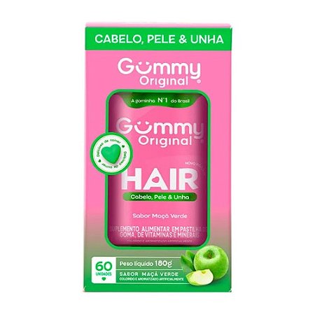 GUMMY HAIR ORIGINAL SUPLEMENTO ALIMENTAR C/60 GOMAS SB.MAÇA VERDE