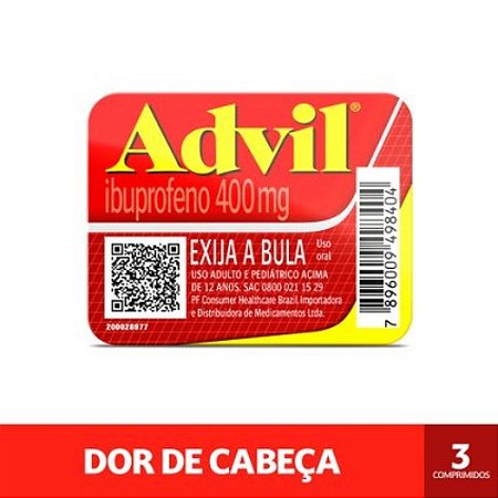 ADVIL 400MG CARTELA C/3 CÁPSULAS MOLES ( IBUPROFENO )