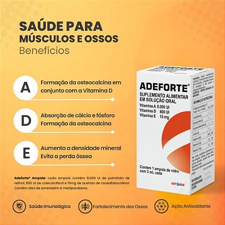 ADEFORTE AMPOLA SUPLEMENTO ALIMENTAR 1 AMPOLA C/3ML ( VITAMINA A + VITAMINA D + VITAMINA E )