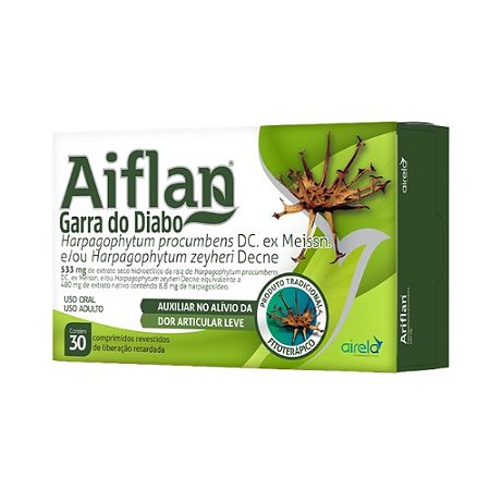 AIFLAN GARRA DO DIABO 480MG HARPAGOPHYTUM PROCUMBENS C/30 COMP.REVEST.LIB.RET.