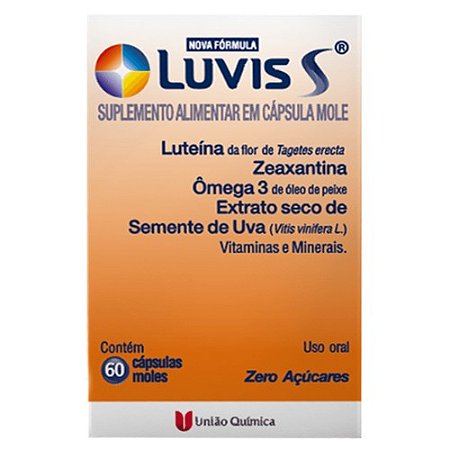 LUVIS S SUPLEMENTO ALIMENTAR LUTEÍNA ZEAXANTINA ÔMEGA 3 EXTRATO SECO SEMENTE UVA C/60 CÁPS.MOLES