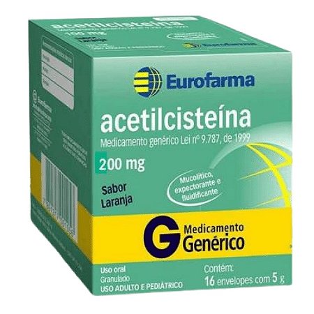 ACETILCISTEINA 200MG EXPECTORANTE C/16 ENVELOPES SB. LARANJA EUROFARMA