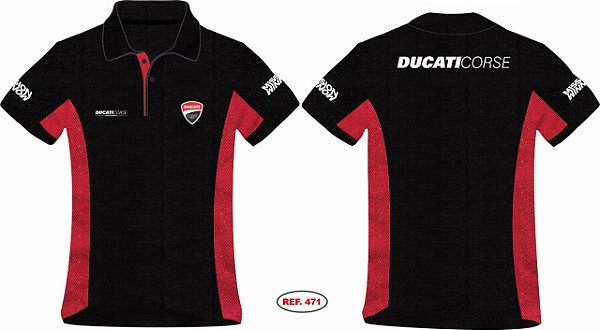 REF.471 - CAMISA POLO LOGO BORDADO DUCATI PRETO