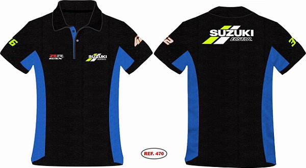 REF.470 - CAMISA POLO LOGO BORDADO SUZUKI PRETO