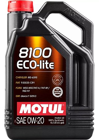 Oleo De Motor Motul 8100 Eco-lite 0w20 1l 100% Sintetico Galão com 4 Litros