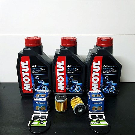 Kit 2 Trocas De Óleo Yamaha Fazer Lander Tenere 250 MOTUL 3000 20W50 MINERAL