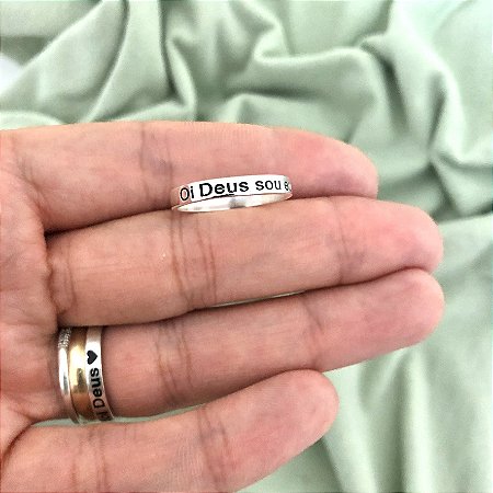 Anel Exclusivo "Oi Deus, sou eu de novo" aro 3mm Prata 925