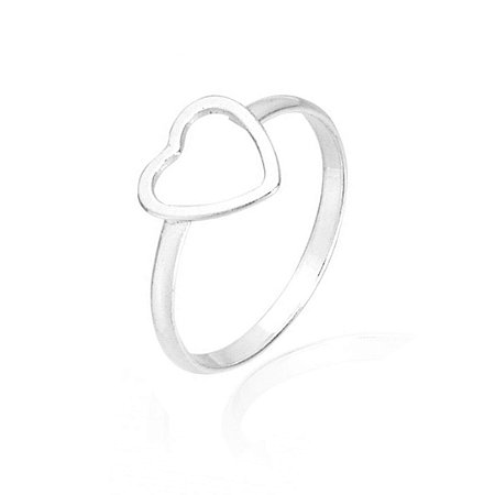 Anel Coração Vazado Prata 925