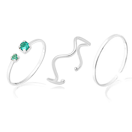 Mix de anel de prata 925 - Regulável