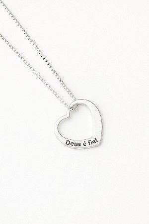 Colar Exclusivo Coração “Deus é fiel" Prata 925