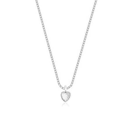 Colar de Prata 925 Ponto de Luz Coração- Cristal
