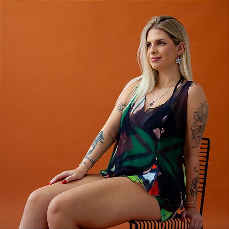 Saída de Praia - Conjunto Bata e Shorts