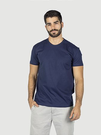 Camiseta 100% algodão penteado azul marinho