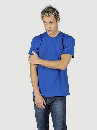 KIT 05 PEÇAS - Camiseta malha 100% algodão penteado azul royal