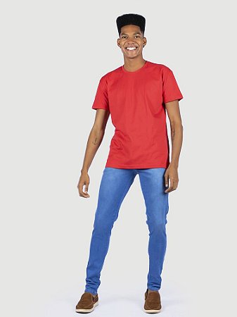 KIT 05 PEÇAS - Camiseta malha 100% algodão penteado vermelho