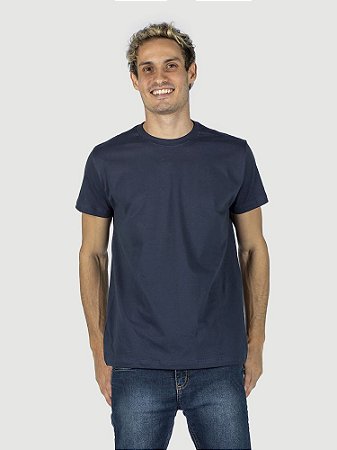 Camiseta malha Premium 100% algodão penteado azul marinho