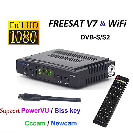 Receptor de satélite Freesat V7 HD Full 1080P + 1PC USB WiFi DVB-S2 HD
