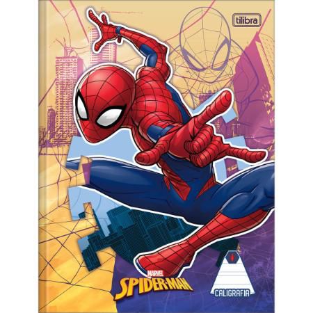 Caderno De Caligrafia Brochura Capa Dura Spider-Man Vermelho 40 Folhas