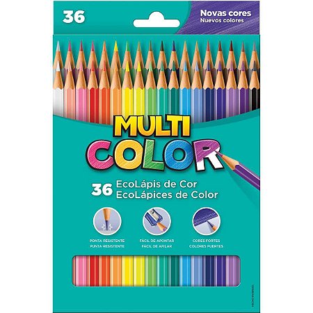 Lápis de Cor sextavado Multicolor - 36 Cores