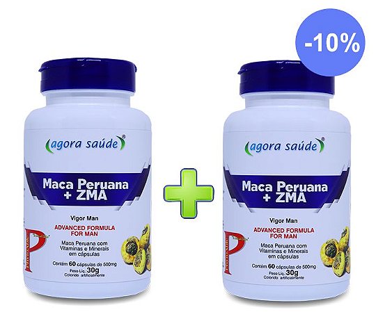 Maca Peruana Original com ZMA - 60 cápsulas - Combo: 2 frascos com 10% de Desconto