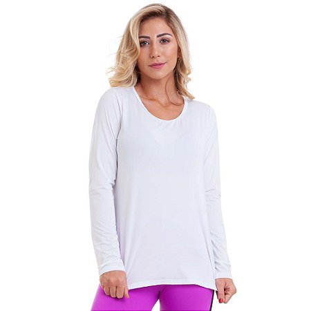 Blusa Manga Longa Fitness Skin Branca STAYFIT