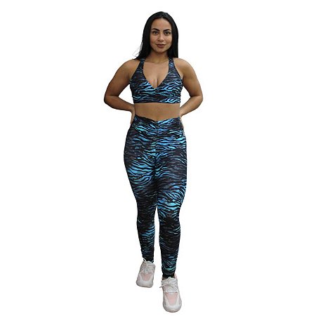 Conjunto Top e Legging Cós Frufru Est Azul VESTEM