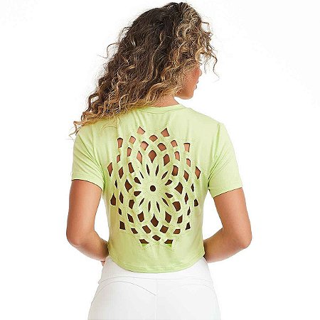 Blusa T-Shirt Feminina Flower Verde Neon CAJUBRASIL