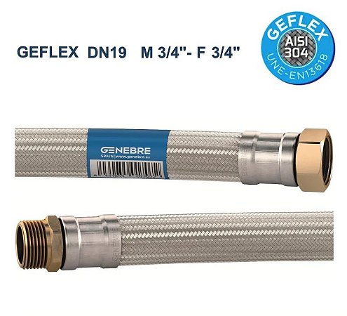 GEFLEX DN19 3/4" MF 40cm Flexível Água EPDM e Malha Inox Alta Vazão
