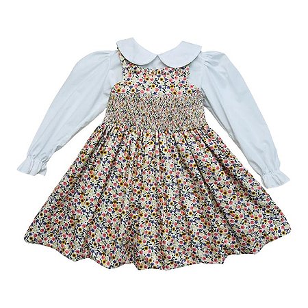 Vestido Infantil Casinha de Abelha Floral - Flores de Outono