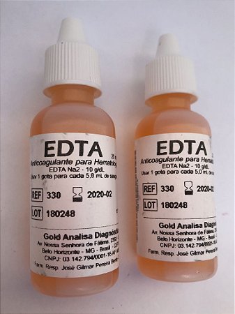 Edta - Anticoagulante Para Hematologia C/02 - Gold Analisa